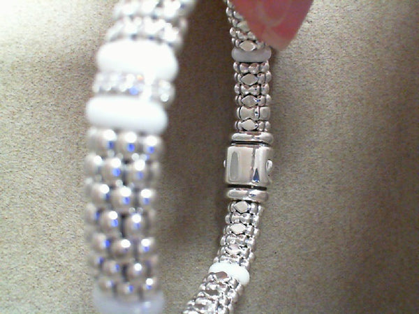 Lagos White Single Station Diamond Caviar Bracelet