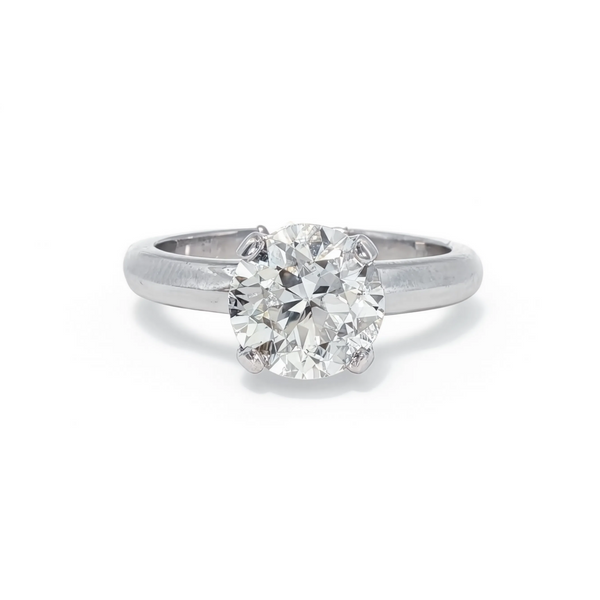 Platinum 2.86ct Old European Cut Diamond Solitaire Ring