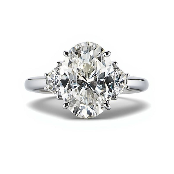 Platinum 8.59ctw Oval and Trapezoid Diamond Engagement Ring