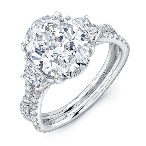 Uneek Oval-Center Classic Three-Stone Engagement Ring