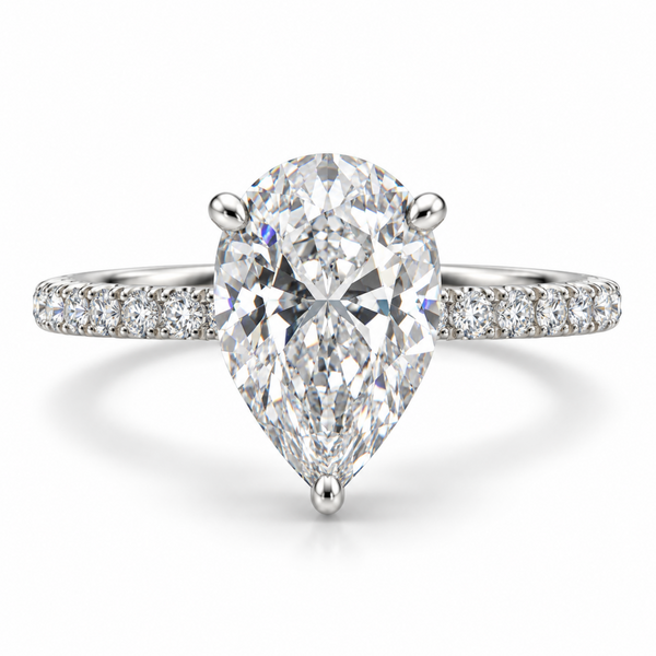 14k Lab Grown 1.93ctw Pear Shape Lab Grown Diamond Engagement Ring