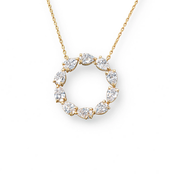 14k 1.60ctw Pear Shape Lab-Grown Diamond Circle Pendant