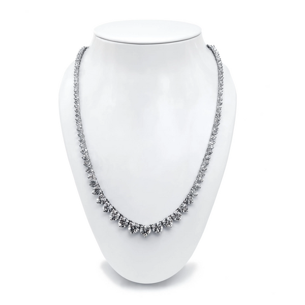 14k 16.64ctw Lab-Grown Diamond Graduated Tennis Necklace