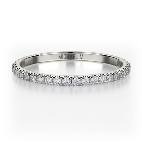 Michael M 18K White Gold Straight Diamond Band