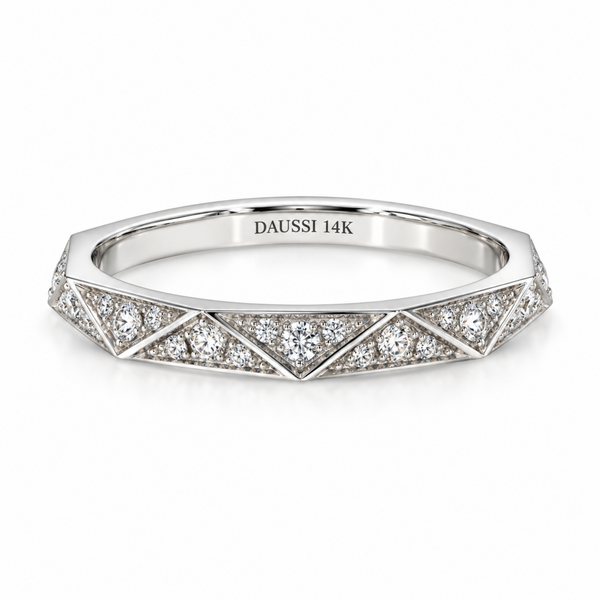 Henri Daussi 14k Geo Pave Diamond Eternity Band