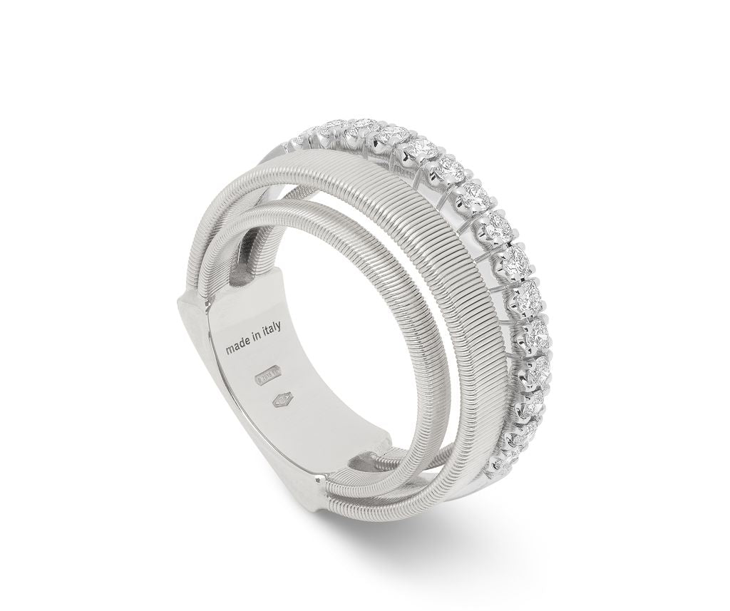 Marco Bicego 18K White Gold Masai Multi Row Diamond Ring - Diamond Fashion Rings