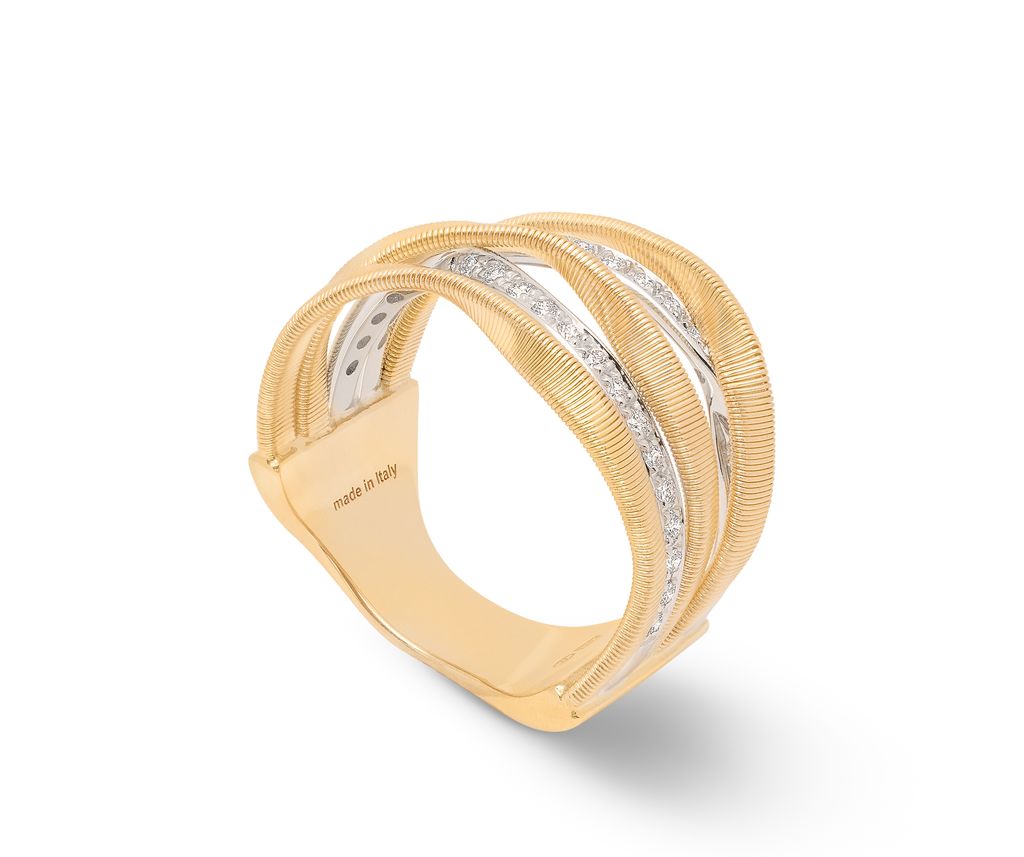 Marco Bicego 18K Yellow Gold Marrakech Multi Row Diamond Ring - Diamond Fashion Rings
