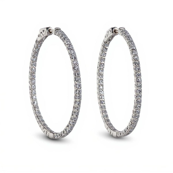 14k 4.03ctw Diamond Hoop Earrings