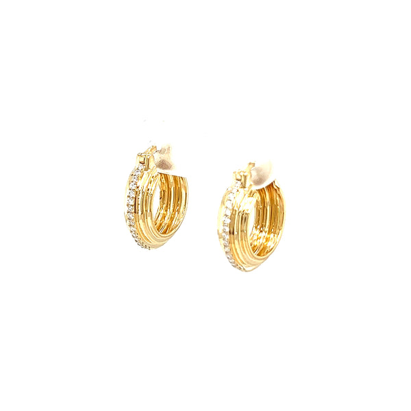 18K Yellow Gold 0.13ctw Diamond Hoop Earrings