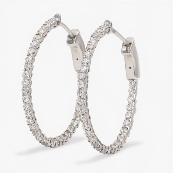 14k Inside Out 0.75ctw Diamond Hoop Earrings