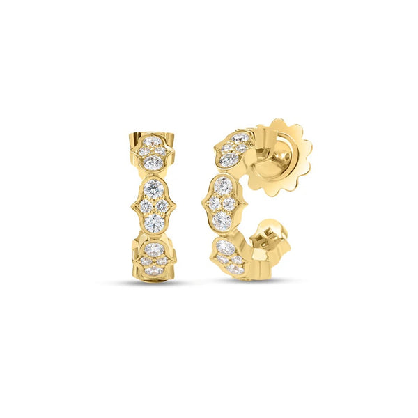 Roberto Coin Cobra Pavé Diamond Single Row Hoop Earrings