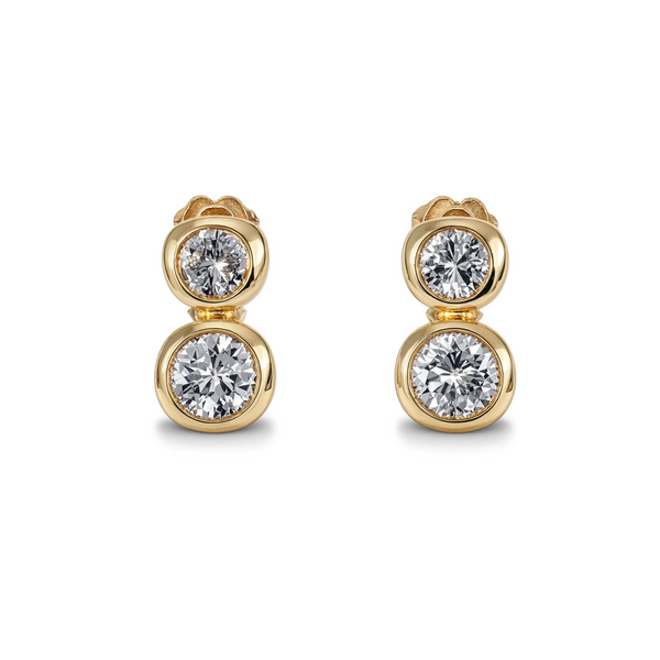 18k 1.87ctw Double Diamond Stud Earrings