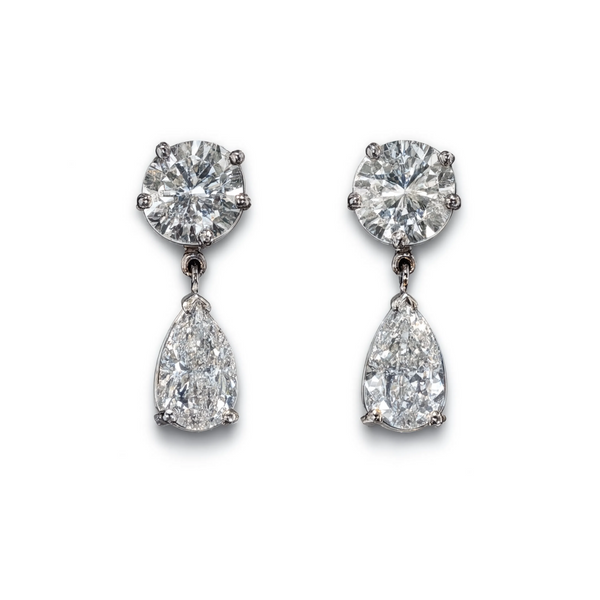 14k 4.97ctw Diamond Studs with Pear Shape Earring Jackets