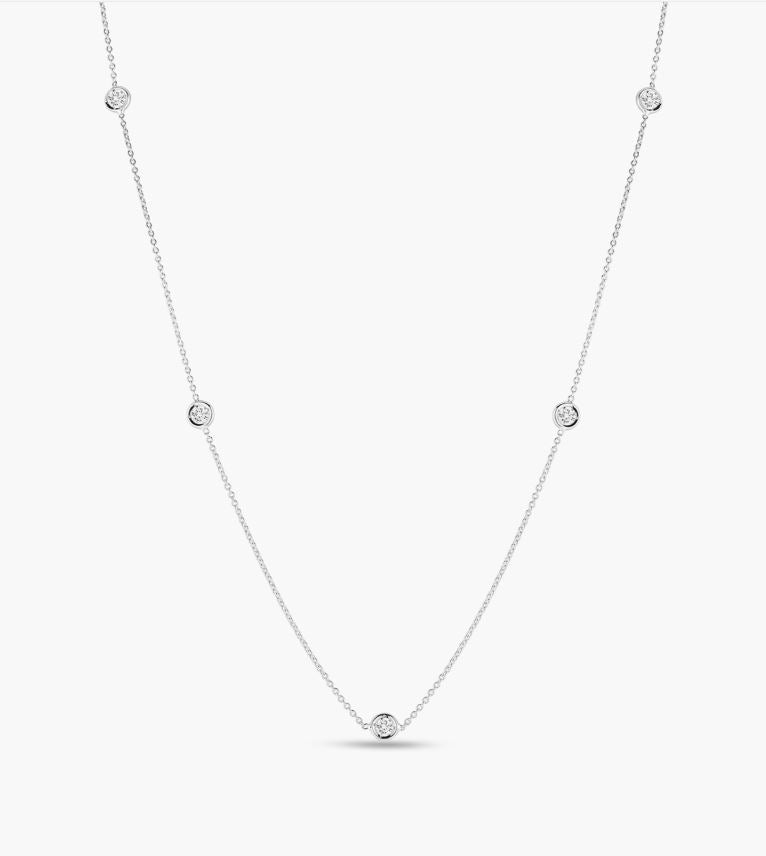 Roberto Coin 18K white gold Diamonds by the Inch five station diamond necklace with bezel-set diamonds