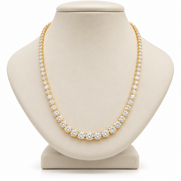 14k Yellow Gold 10.59ctw Graduated Diamond Tennis Necklace
