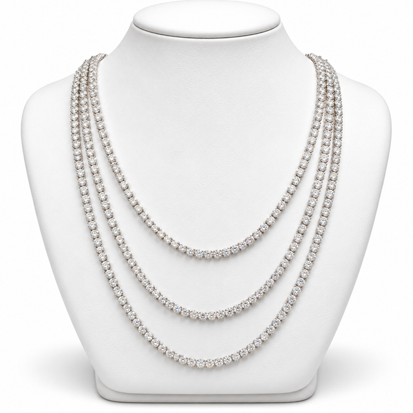 14k 15.5ctw Diamond 3-Row Necklace