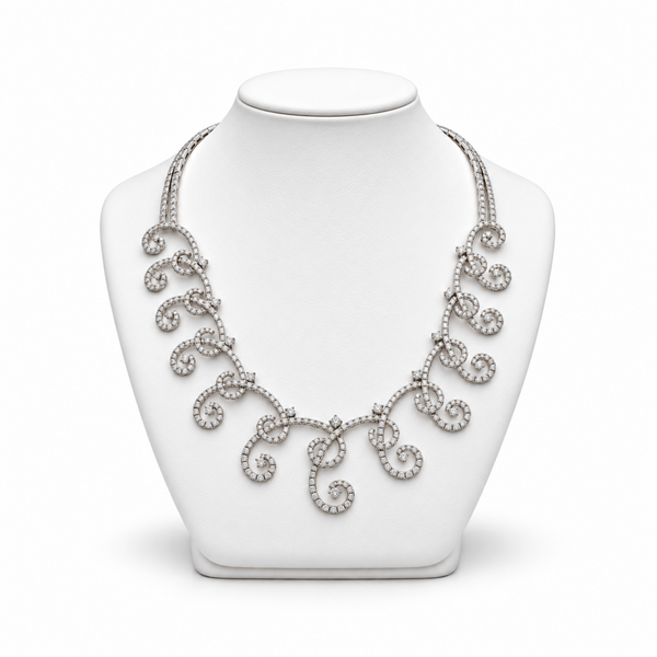 18k Designer Diamond Swirl Necklace