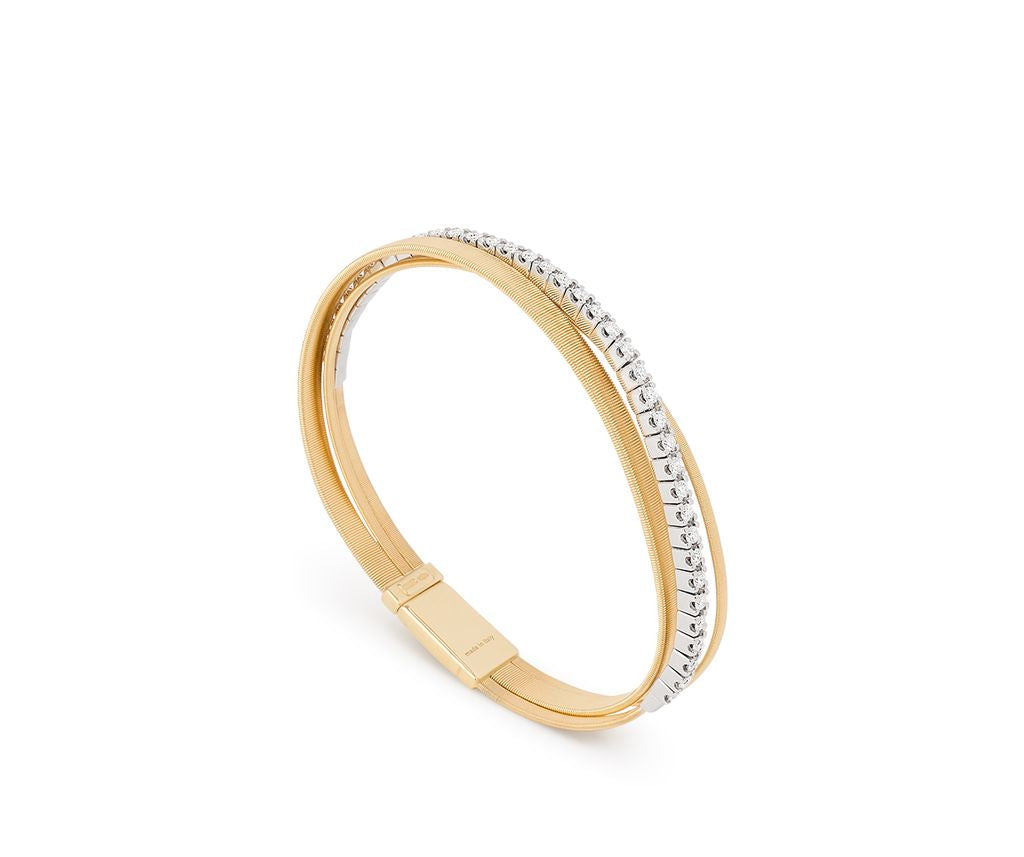 Marco Bicego 18K Yellow Gold Massai 3-Strand Diamond Bracelet - Diamond Bracelets