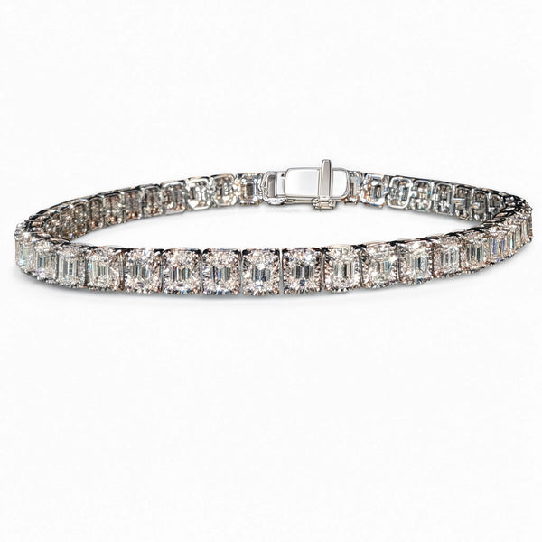 14k 5.01ctw Emerald Cut Diamond Tennis Bracelet