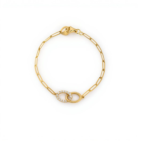 Afarin 18k Diamond Twin Oval Link Bracelet
