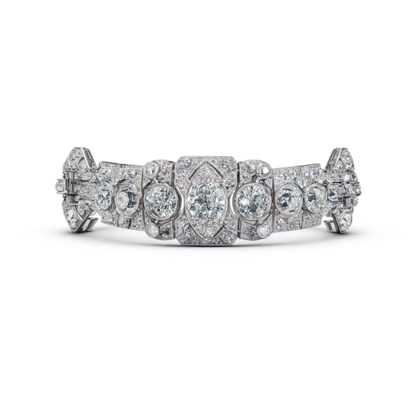 Platinum Diamond Art Deco Bracelet - GIA Certified Diamonds