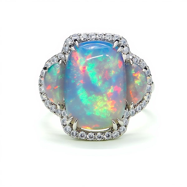 David Kord 14k 7.59ctw Opal and Diamond Ring