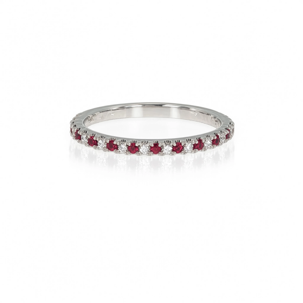14k Ruby and Diamond Straight Band