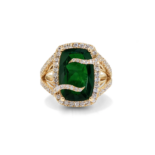 House of Kimball's 14k 6.08ctw Chrome Diopside and Diamond Designer Ring