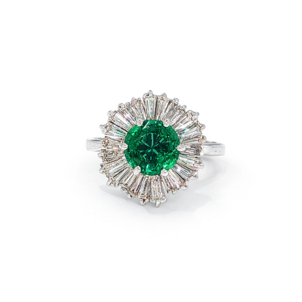 18k **Unheated** Zambian Emerald and Diamond Designer Ring - GIA Certified