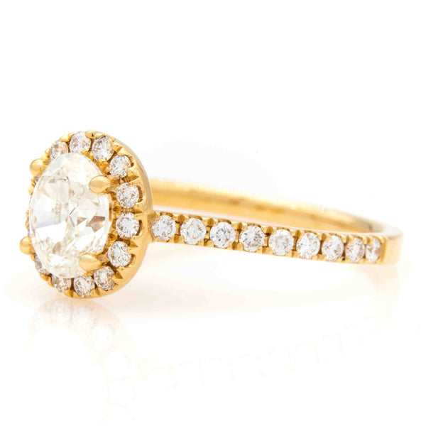 Diamond Engagement Ring, 14k Yellow Gold 1.50ctw Oval Diamond Halo Engagement Ring