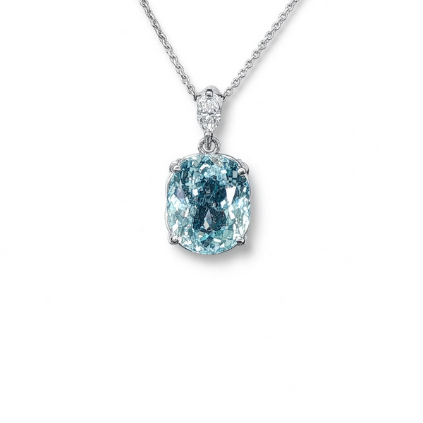 14k 4.49ctw Paraiba Tourmaline and Diamond Pendant