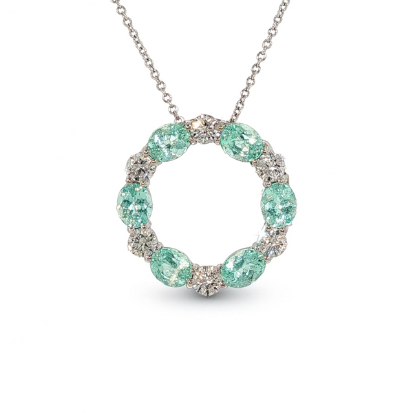 David Kord 18k 2.60ctw Paraiba Tourmaline and Diamond Circle Pendant