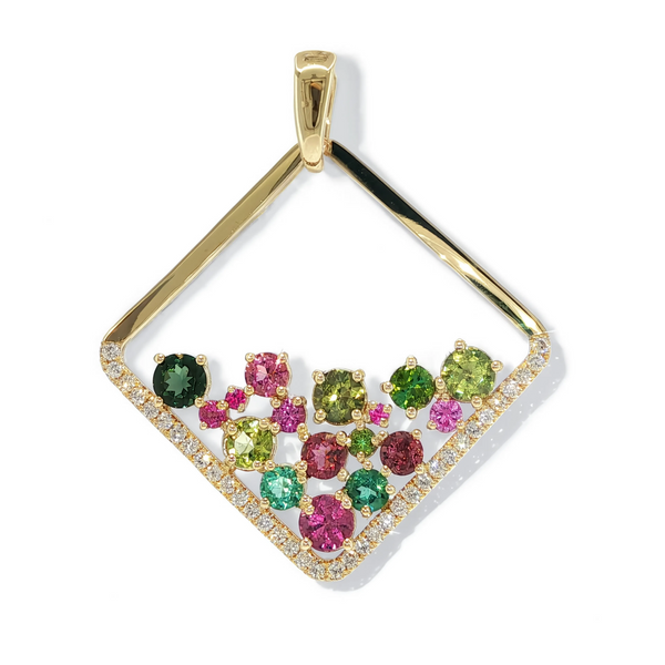 House of Kimball's | 14k Tourmaline and Diamond Color Splash Pendant