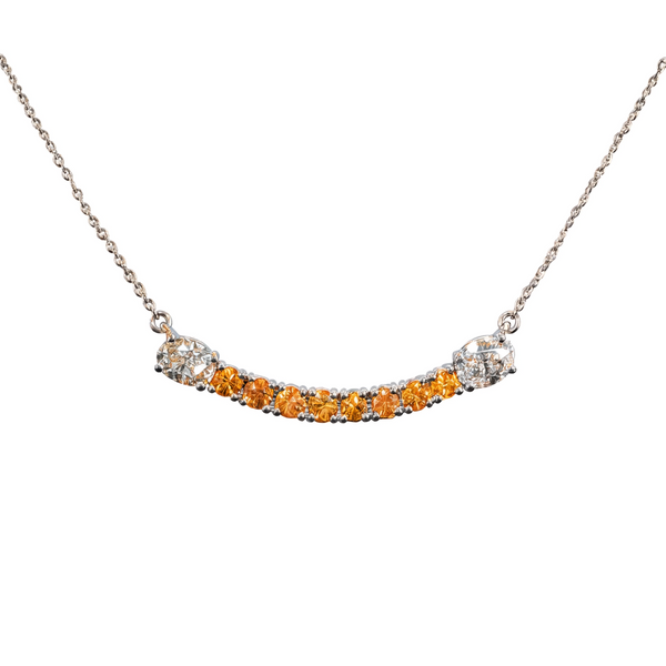 House of Kimball's "Shades of Tennessee" 1.12ctw Orange Sapphire and Diamond Necklace