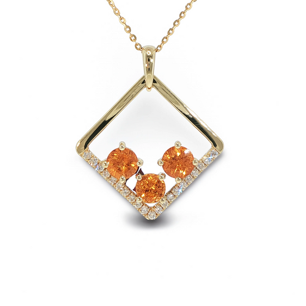 House of Kimball's 14k Spessartite Garnet and Orange Sapphire Designer Pendant