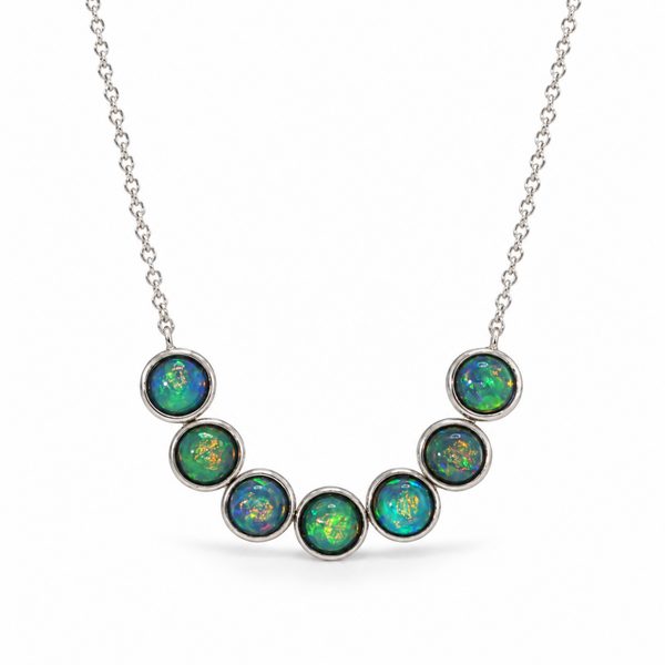 14k 1.46ctw Bezel Set Opal Necklace