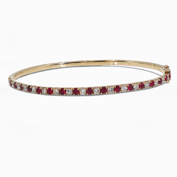 14k 1.71ctw Ruby and Diamond Bangle Bracelet