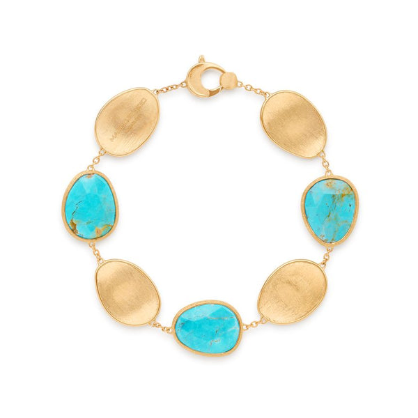 Marco Bicego 18K Yellow Gold Lunaria Gold Leaf and Turquoise Bracelet