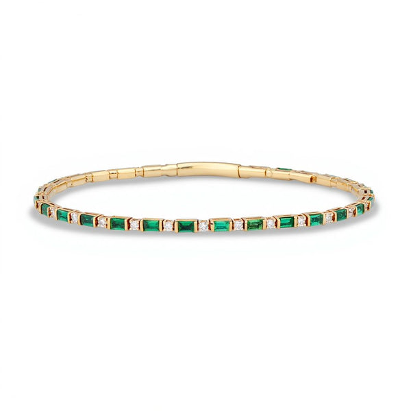 14k Yellow Gold 2.59ctw Emerald and Diamond Bracelet