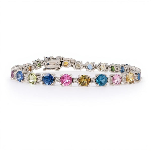 14k15.36ctw Multi-Color Sapphire and Diamond Bracelet