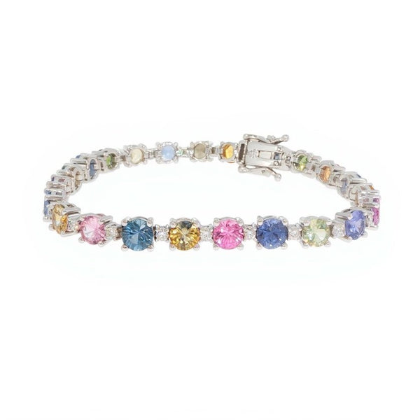 14k15.36ctw Multi-Color Sapphire and Diamond Bracelet