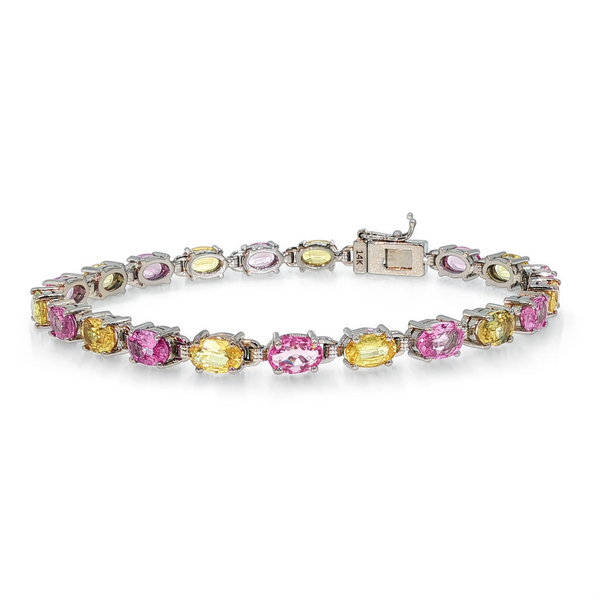 House of Kimball's 14k 14.0ctw Pink and Yellow Sapphire Bracelet