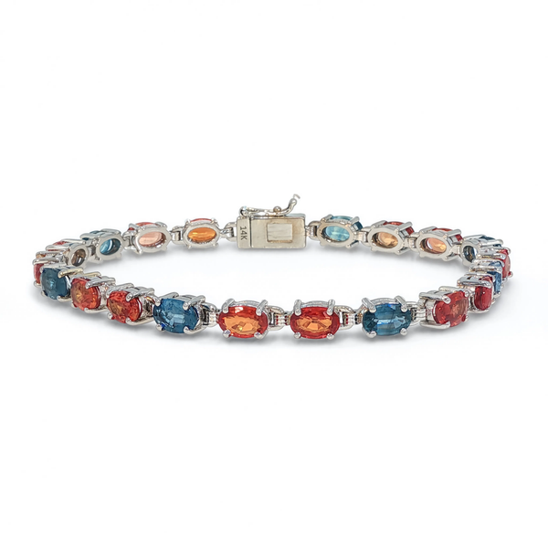 House of Kimball's 14k 14ctw Blue and Orange Sapphire Bracelet