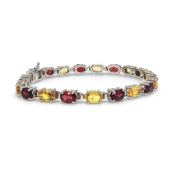 House of Kimball's 14k 14ctw Yellow Sapphire and Garnet Tennis Bracelet