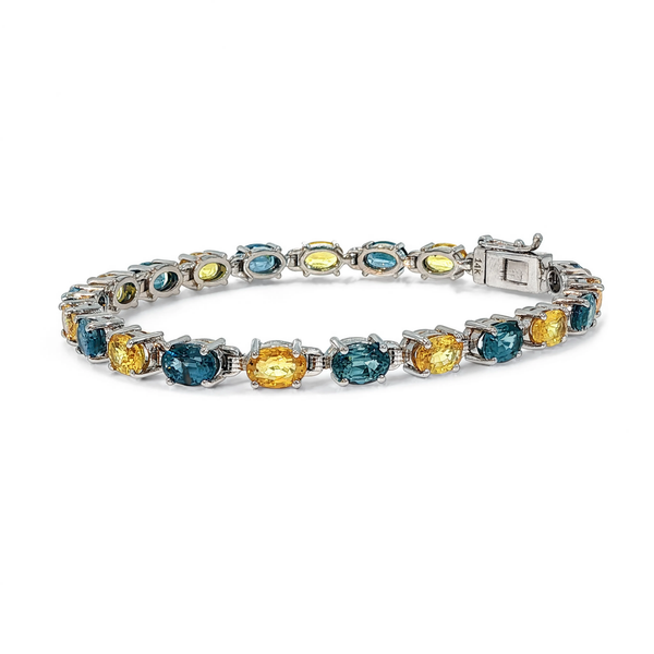 House of Kimball's 14k 14ctw Yellow and Blue Sapphire Bracelet