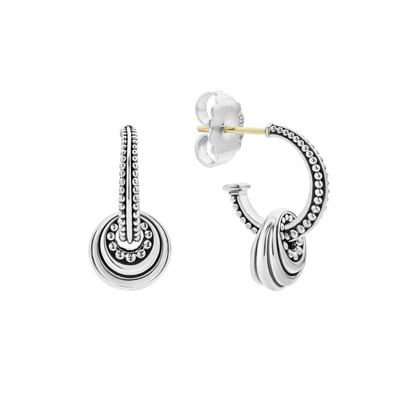 Lagos Fluted Disc Beaded Hoop Earrings