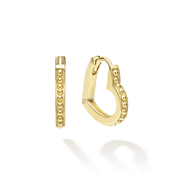 Lagos 18K Gold Caviar Heart Huggie Earrings