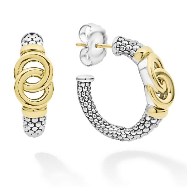 Lagos Two-Tone Interlocking Hoop Earrings