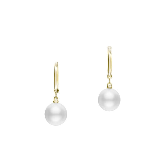Mikimoto Classic White South Sea Cultured Pearl Drop Earrings in 18K Yellow Gold