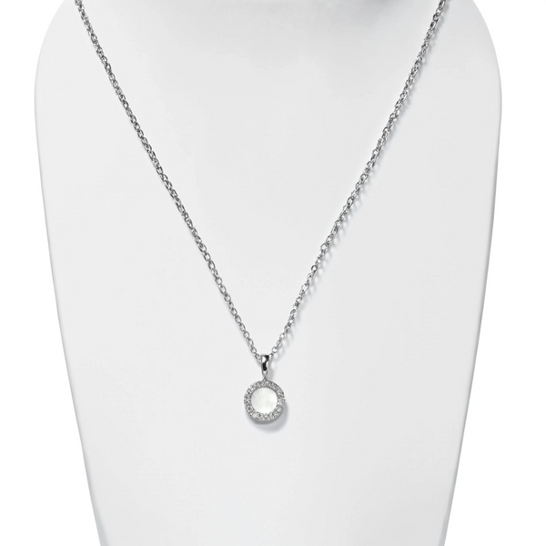 Estate 14k Mother of Pearl And Diamond Pendant